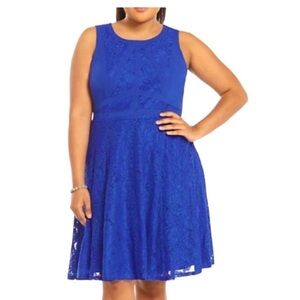 torrid Royal Blue Sleeveless Lace Fit & Flare Midi Dress
